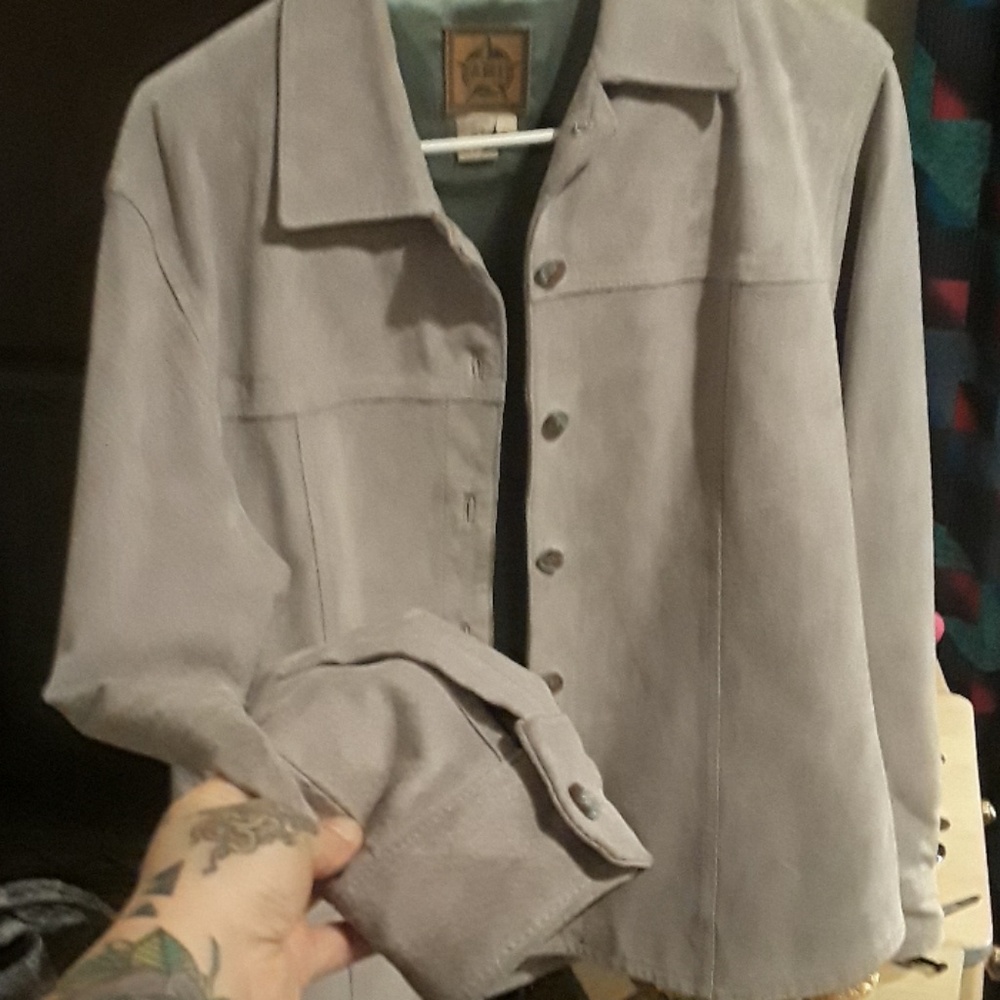 100% genuine leather grey jacket